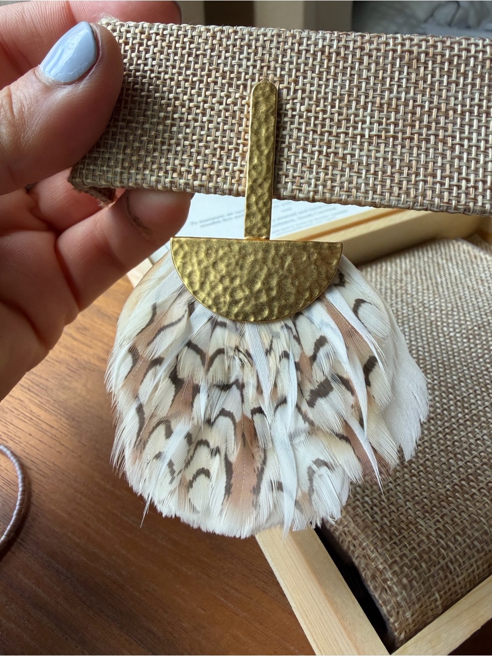 Brackish 24k Handmade Quail Feather Earrings - Picture 4 of 16